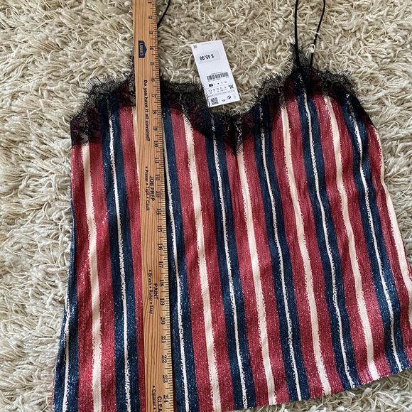 NWT! Zara Basic Sequin & Lace Striped Camisole women’s XL, stretch material. - Picture 7 of 15